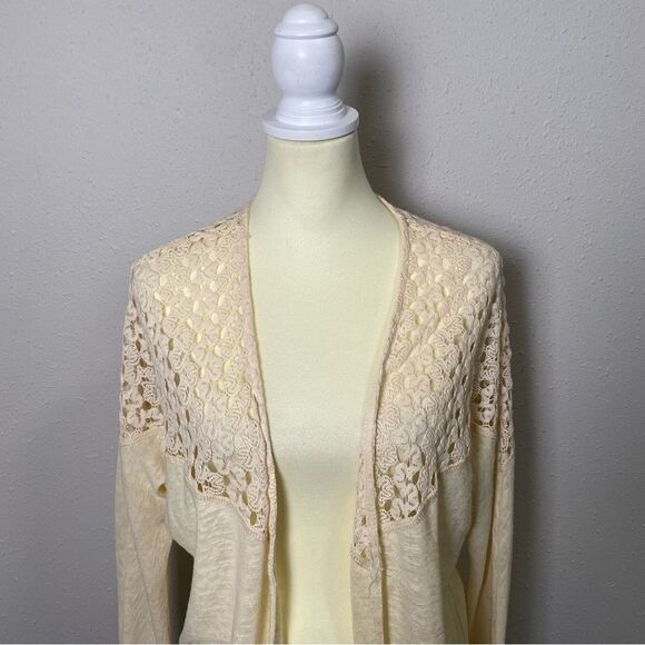 Umgee Boho Coastal Cream Open Front Crochet Knit Cardigan Women's Size Small - Picture 6 of 13